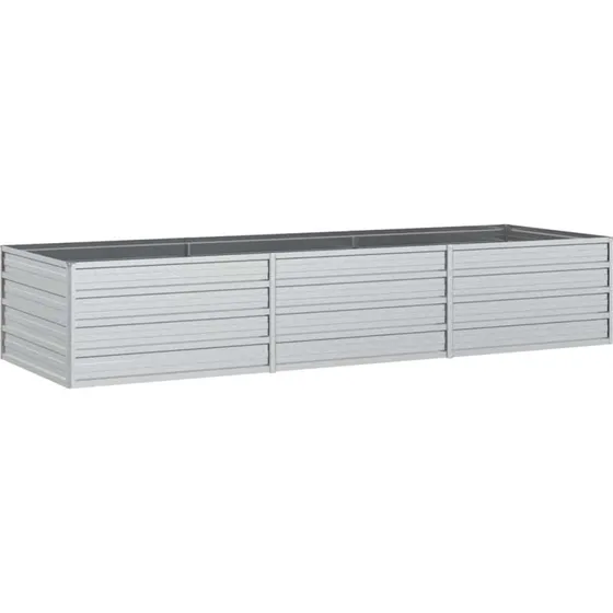 Højbed 240x80x45 cm i galvaniseret stål - sølv