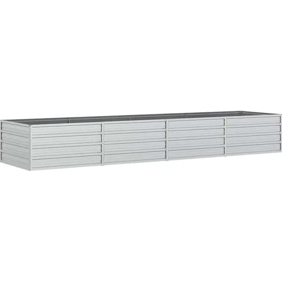 Højbed 320x80x45 cm i galvaniseret stål - sølv