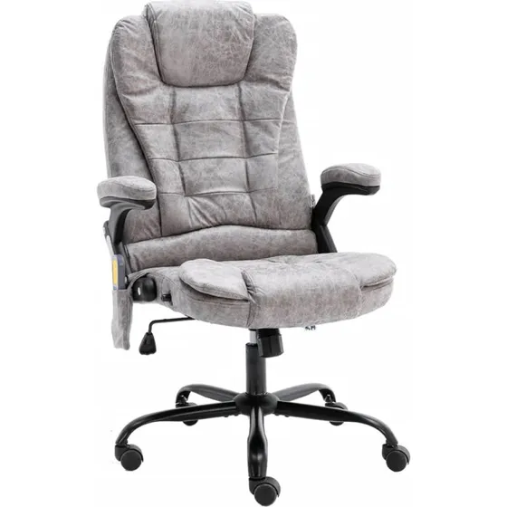 Kontorstol med massage i imiteret ruskind, lysegr