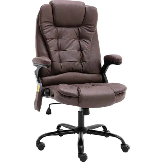 Ergonomisk kontorstol med massage i imiteret ruskind, mrkebrun