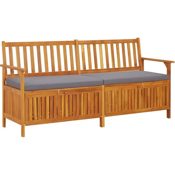 Opbevaringsbænk 170 cm i massivt akacietræ med hynde