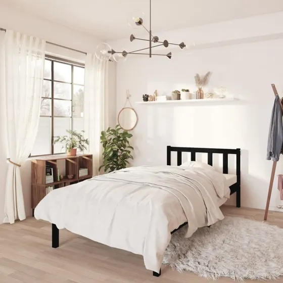 Sengestel i massivt fyrretræ 100x200 cm – sort