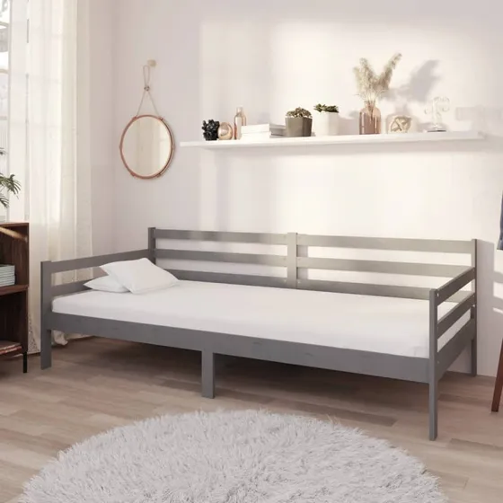 Daybed 90x200 cm i massivt fyrretræ – grå med madras