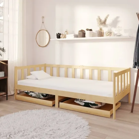 Daybed 90x200 i massivt fyrretræ med skuffer