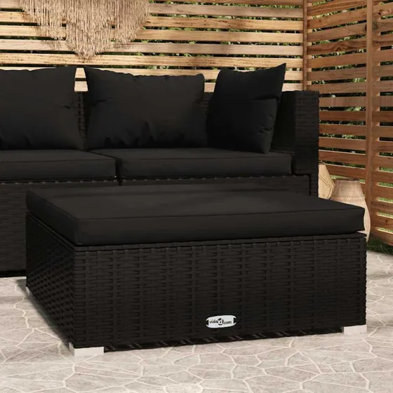 Udendørs fodskammel med hynde 70x70x30 cm - sort