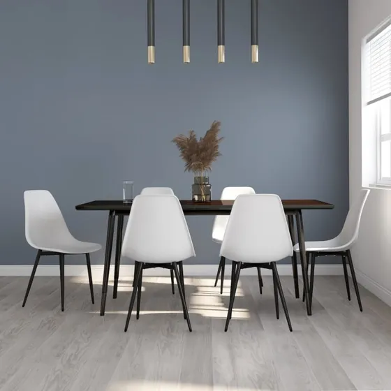 Spisebordsstole 6 stk. hvid PP med metalben