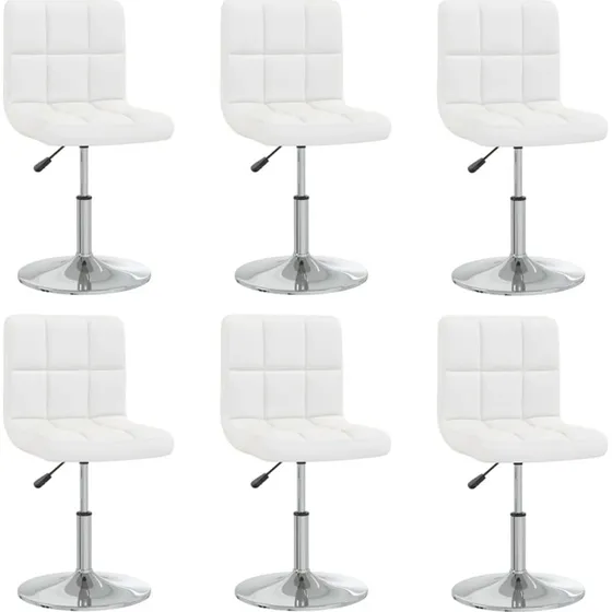 Spisebordsstole 6 stk. hvidt kunstlæder, højdejusterbare