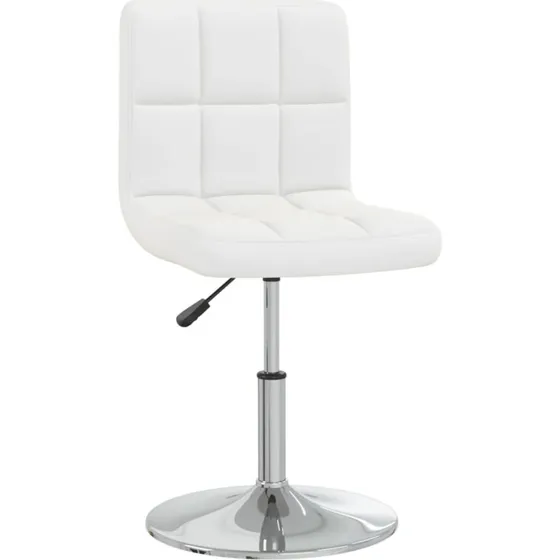 Moderne spisebordsstol i hvidt kunstlder med gaslift