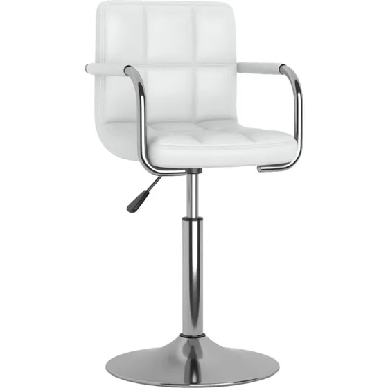Hvid spisebordsstol i kunstlæder med gaslift og 360° drej