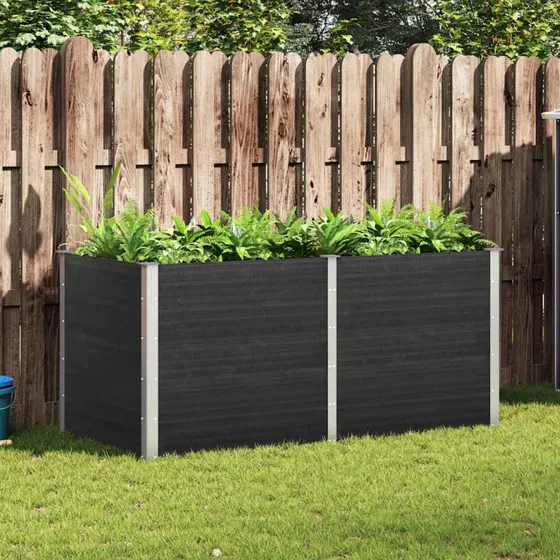 Højbed 200x100x91 cm i WPC – grå, holdbar plantekasse