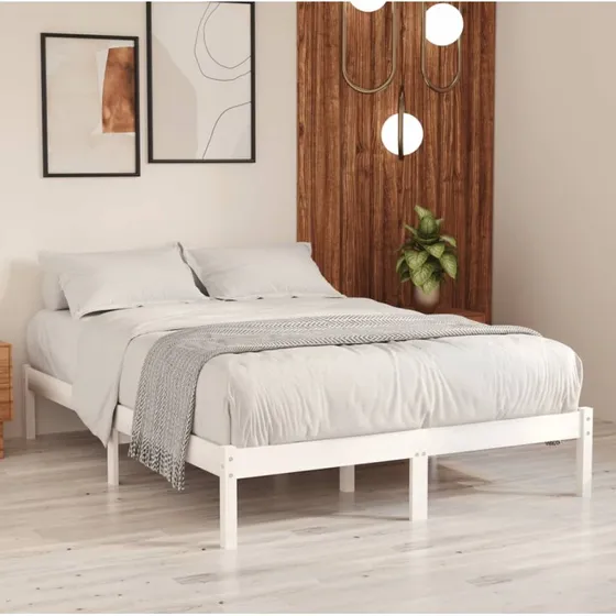 Sengestel 180x200 cm Super King i massivt fyrretræ, hvid