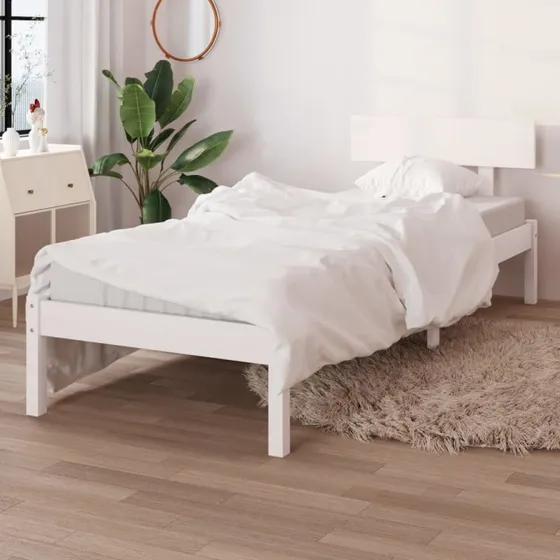 Sengestel 90x200 cm i massivt fyrretræ – hvid