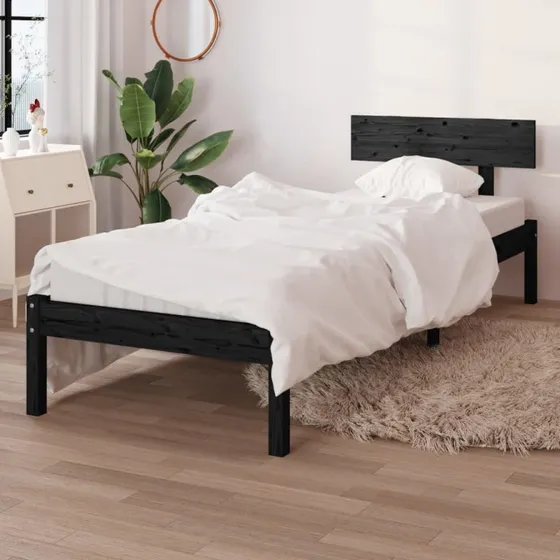 Sengestel 90x200 cm i massivt fyrretræ – sort
