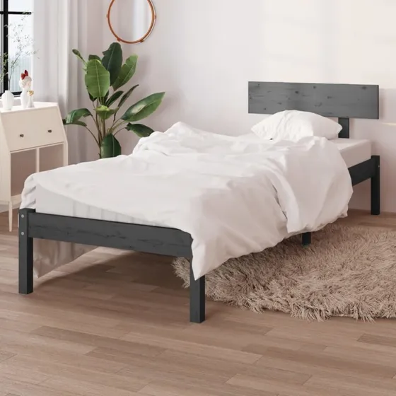 Sengestel 100x200 cm i massivt fyrretræ - Grå