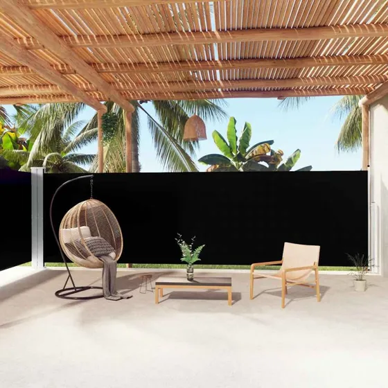 Sammenrullelig sidemarkise 180x1000 cm - sort