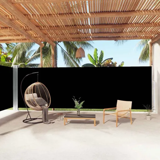 Sammenrullelig sidemarkise 200x1000 cm - sort