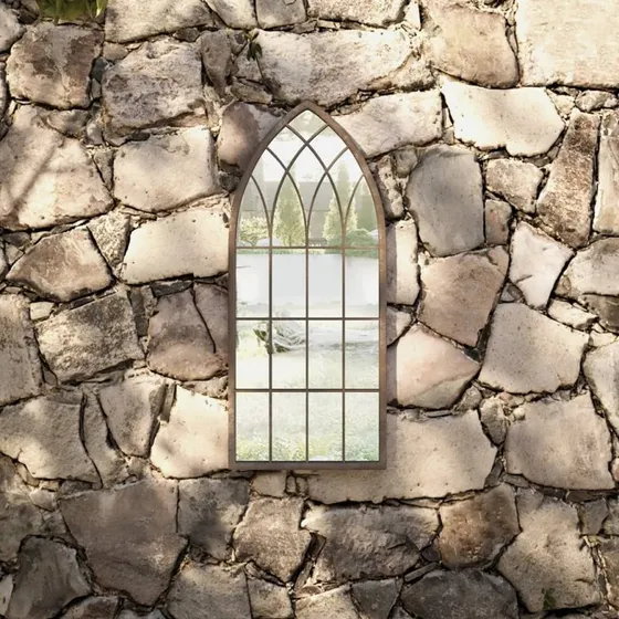 Havespejl i jern 70x30 cm - sandfarvet, rustikt look