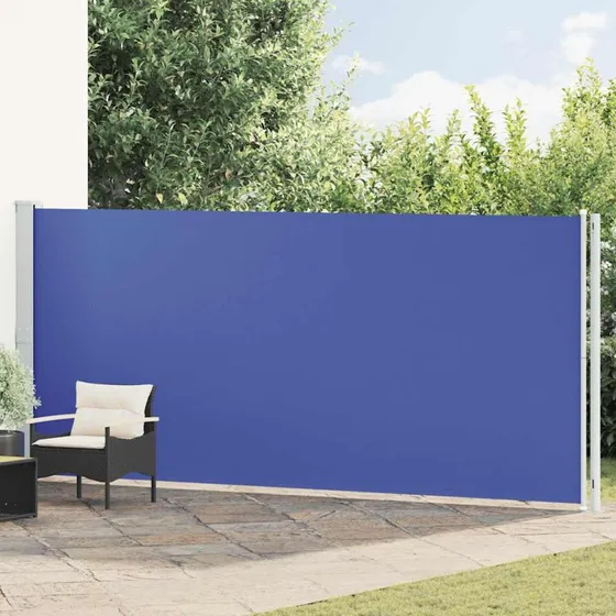 Sammenrullelig sidemarkise 180×600 cm - blå