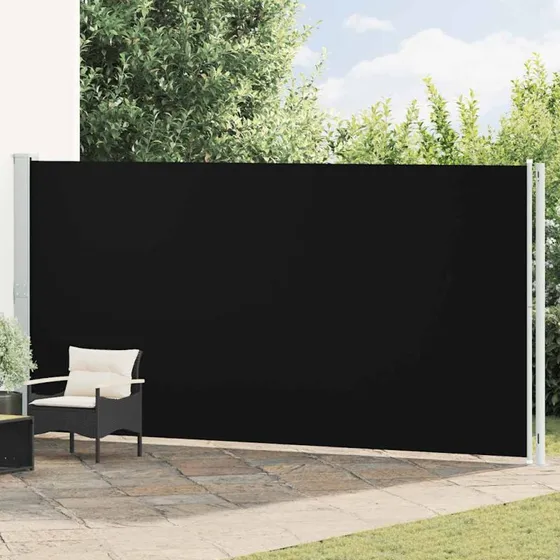 Sammenrullelig sidemarkise til terrasse 200x600 cm, sort