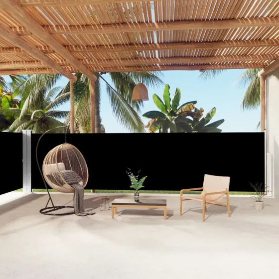 Sammenrullelig sidemarkise 160x1000 cm - sort