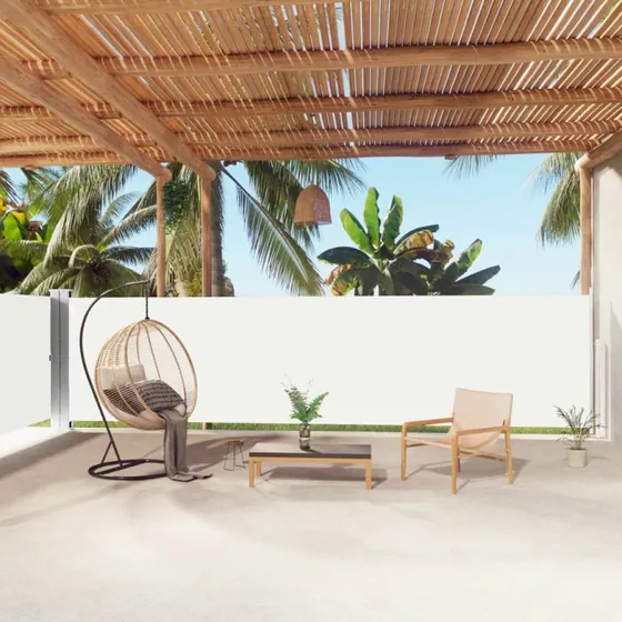 Sammenrullelig sidemarkise 160x1000 cm - creme