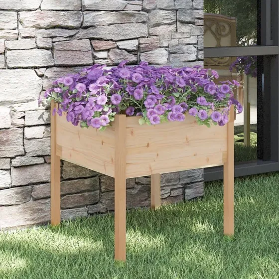 Plantekasse i massivt fyrretræ 70x70x70 cm