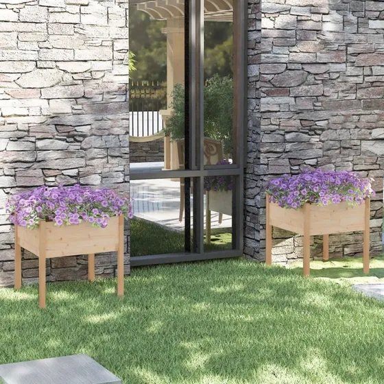 Plantekasser 2 stk. 70x70x70 cm i massivt fyrretræ