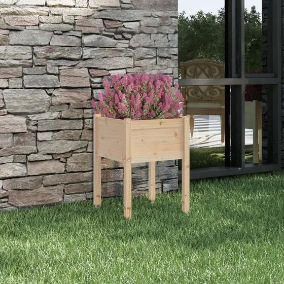 Plantekasse i massivt fyrretræ 50x50x70 cm
