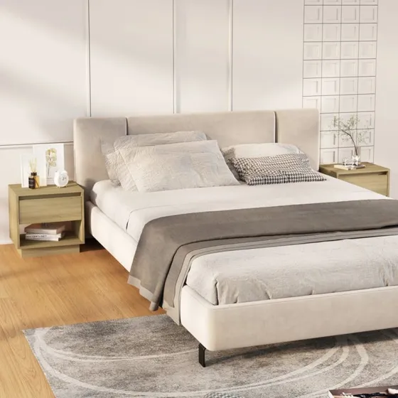 Sengeborde 2 stk. Sonoma-eg 45x34x44 cm - Konstrueret træ