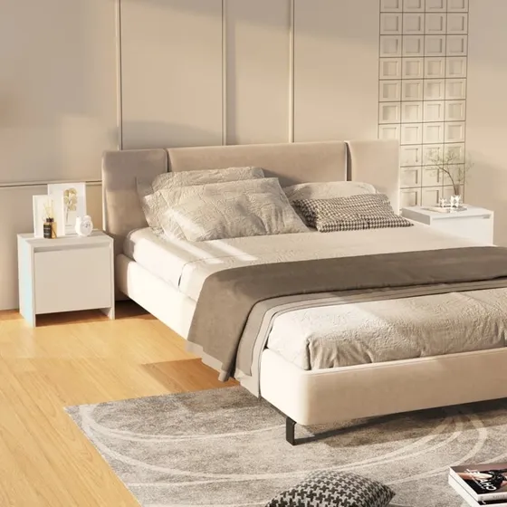 Sengeborde 2 stk. hvidt konstrueret træ 45x34x44,5 cm