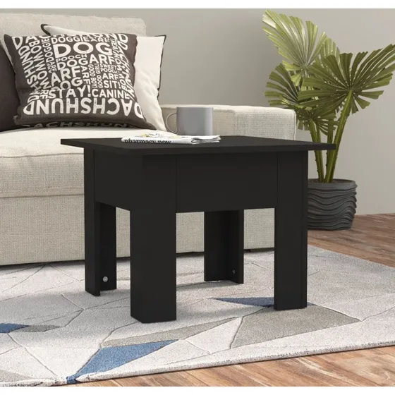 Sofabord 55x55x42 cm i sort konstrueret træ