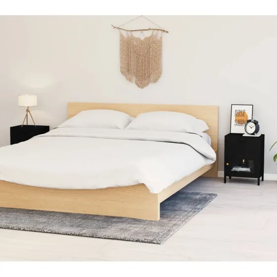 Sort natbord sæt 2 stk. 40x30x54,5 cm – stål & hærdet glas