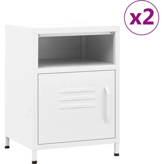 Natborde 2 stk. 35x35x51 cm hvidt stål