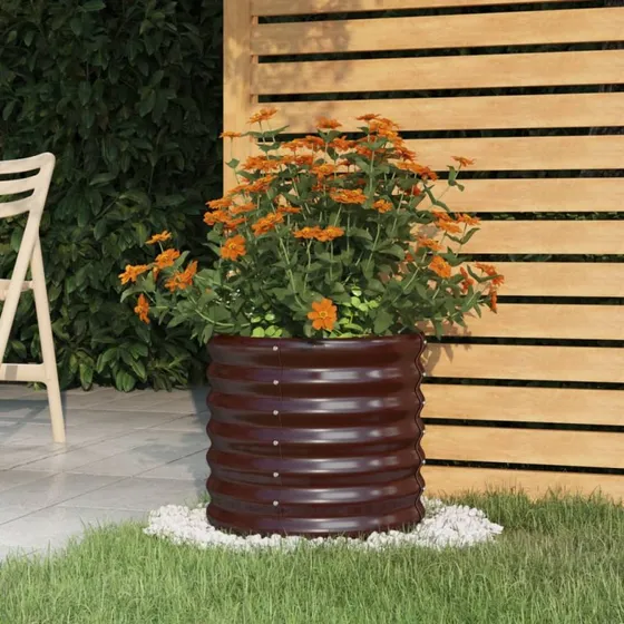 Plantekasse 40x40x36 cm galvaniseret stål - brun