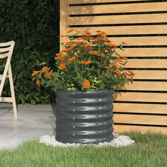 Plantekasse 40x40x36 cm galvaniseret stål - antracit