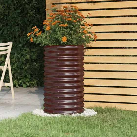 Plantekasse 40x40x68 cm galvaniseret stål - brun