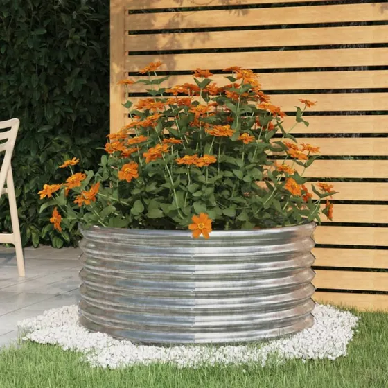 Plantekrukke i galvaniseret stål 80x80x36 cm – sølv