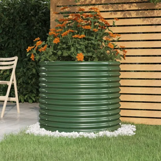 Plantekasse 80x80x68 cm galvaniseret stål – grøn