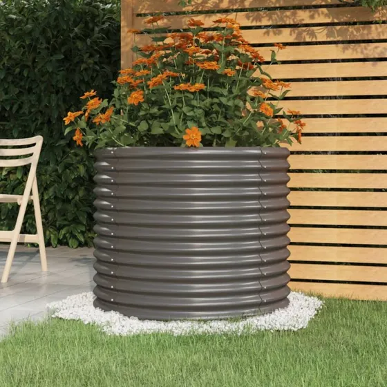 Plantekasse 80x80x68 cm i galvaniseret stål - grå
