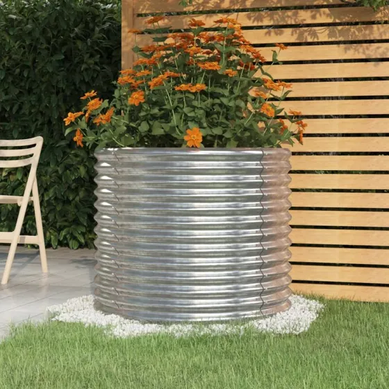 Plantekrukke 80x80x68 cm galvaniseret stål – sølv