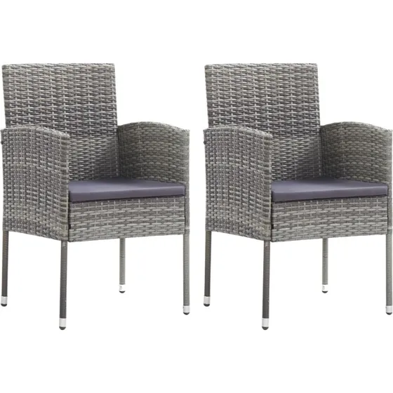 Havestole 2 stk. i polyrattan med mrkegr hynder