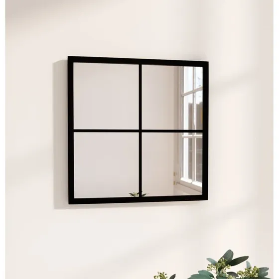 Vægspejl 40x40 cm i sort metal