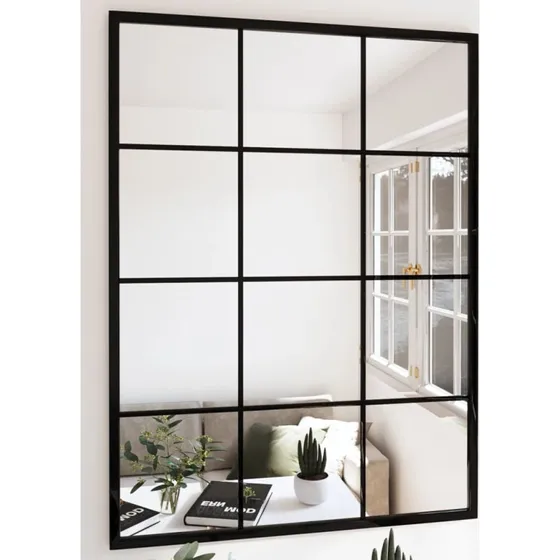 Vægspejl 80x60 cm i sort metal