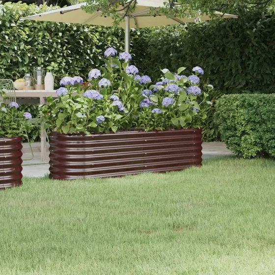 Plantekasse 152x40x36 cm galvaniseret stål – brun