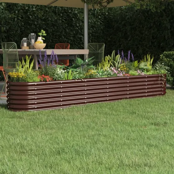 Plantekasse 260x40x36 cm galvaniseret stål – brun