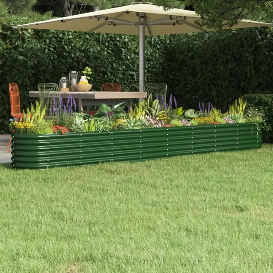 Plantekasse 332x40x36 cm galvaniseret stål - grøn