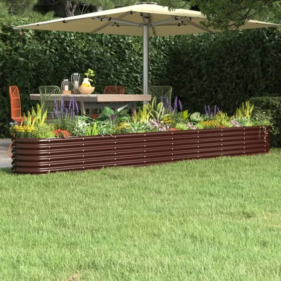 Plantekasse 332x40x36 cm galvaniseret stål - brun