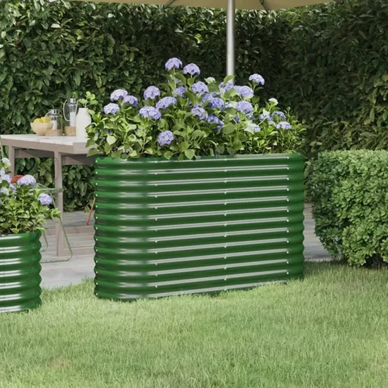 Plantekasse i galvaniseret stål 114x40x68 cm – grøn