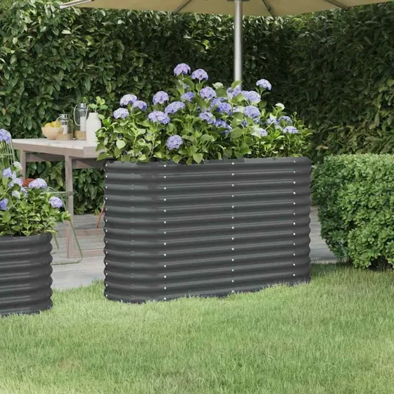 Plantekasse 114x40x68 cm galvaniseret stål - Antracit