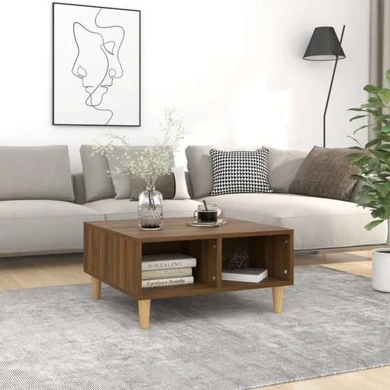 Sofabord 60x60x30 cm i konstrueret træ – brun egetræ